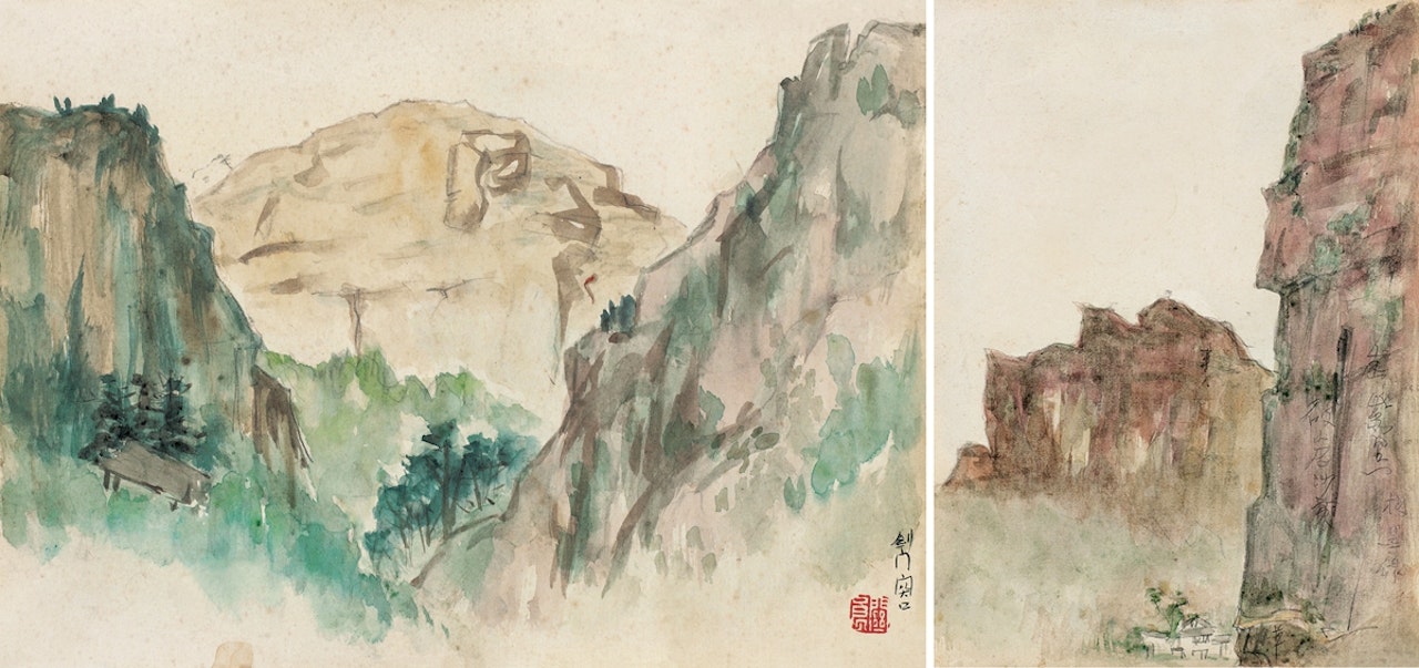 Jianmen Pass (two-side painting) by Guan Liang