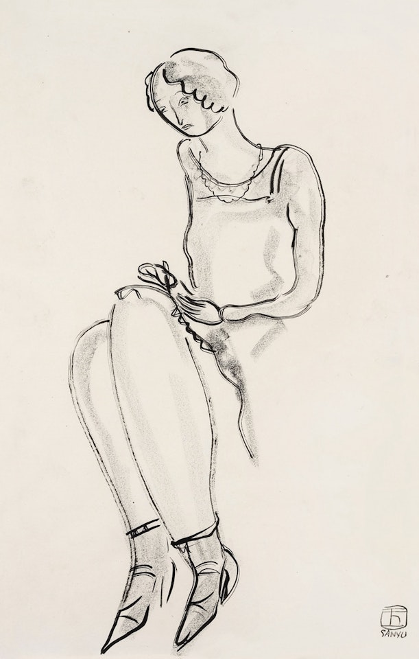 A Flower-Holding Lady by Sanyu