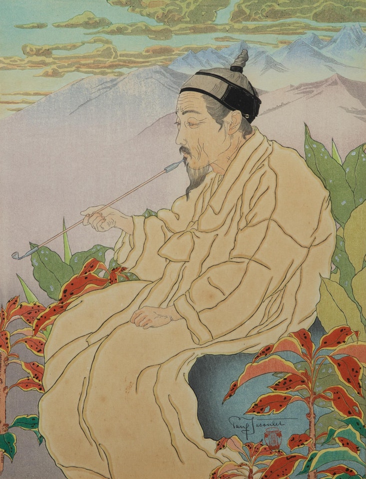 "Hokkan-Mountains, Seoul Korea," by Paul Jacoulet