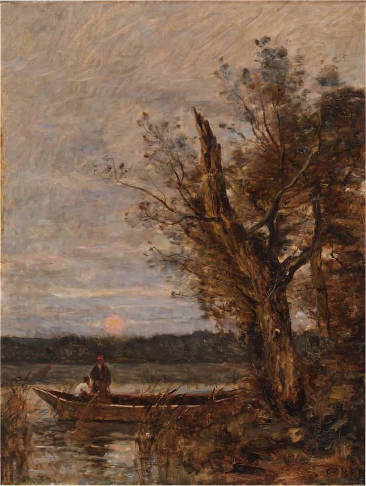 The Ferryman Near the Old Broken Tree (Moonrise) (Le Passeur auprès du vieil arbre brisé (lever de lune)) by Jean Baptiste Camille Corot