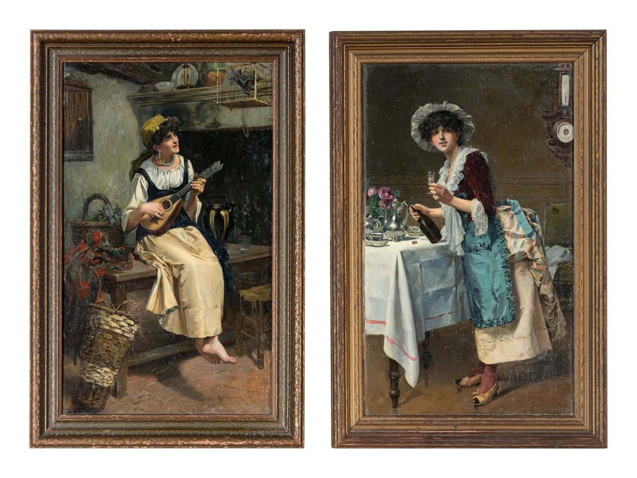 Setting the Table and Taking a Break (a pair of works) by Continental School