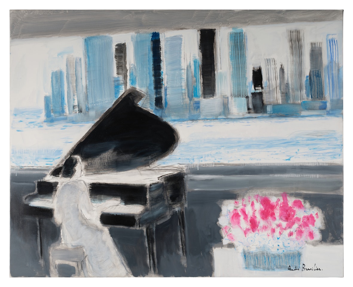 Piano au River café de New York by André Brasilier