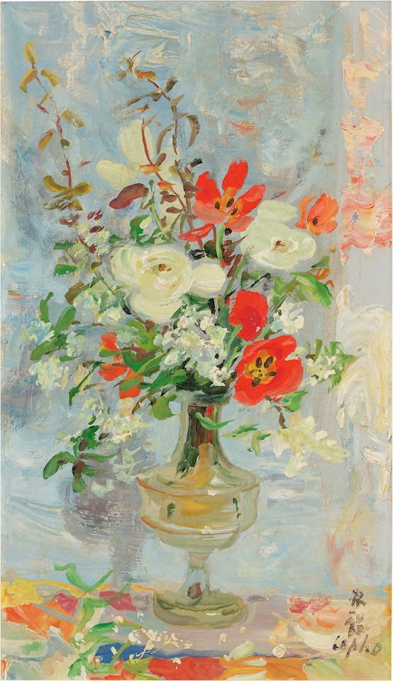 Roses blanches et coquelicots by Le Pho