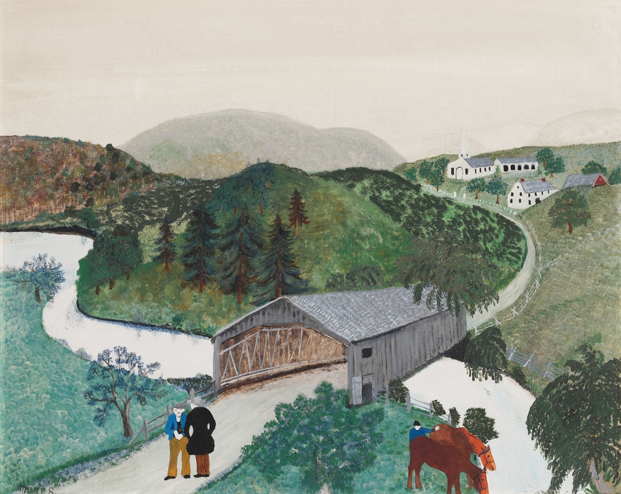 An Old Covered Bridge by Grandma Moses