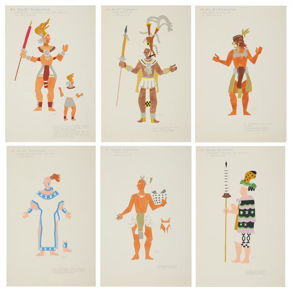 Six Costume Studies for Ballet Bonampak by Carlos Mérida