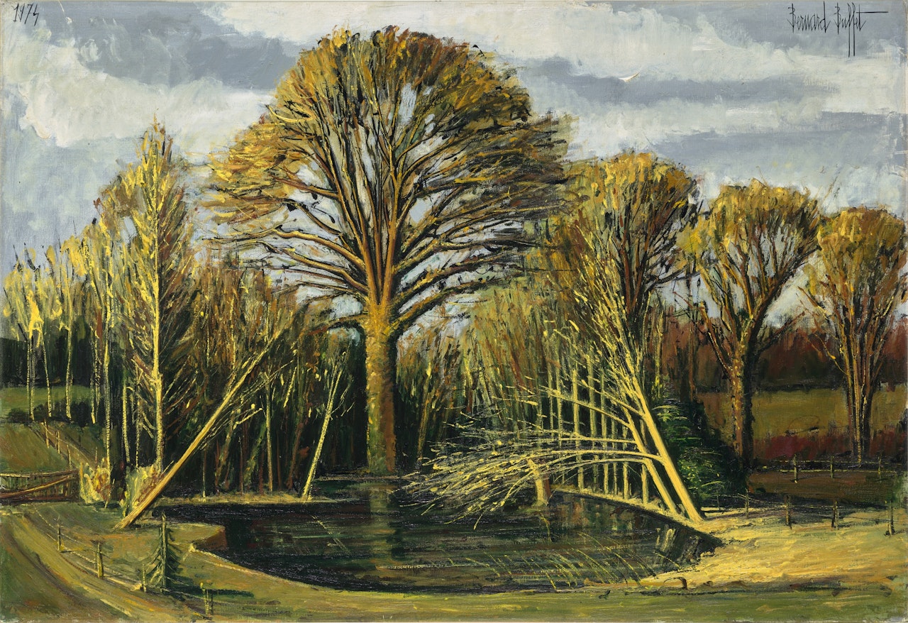 Villiers-le-Mahieu, la mare et le grand chêne  by Bernard Buffet