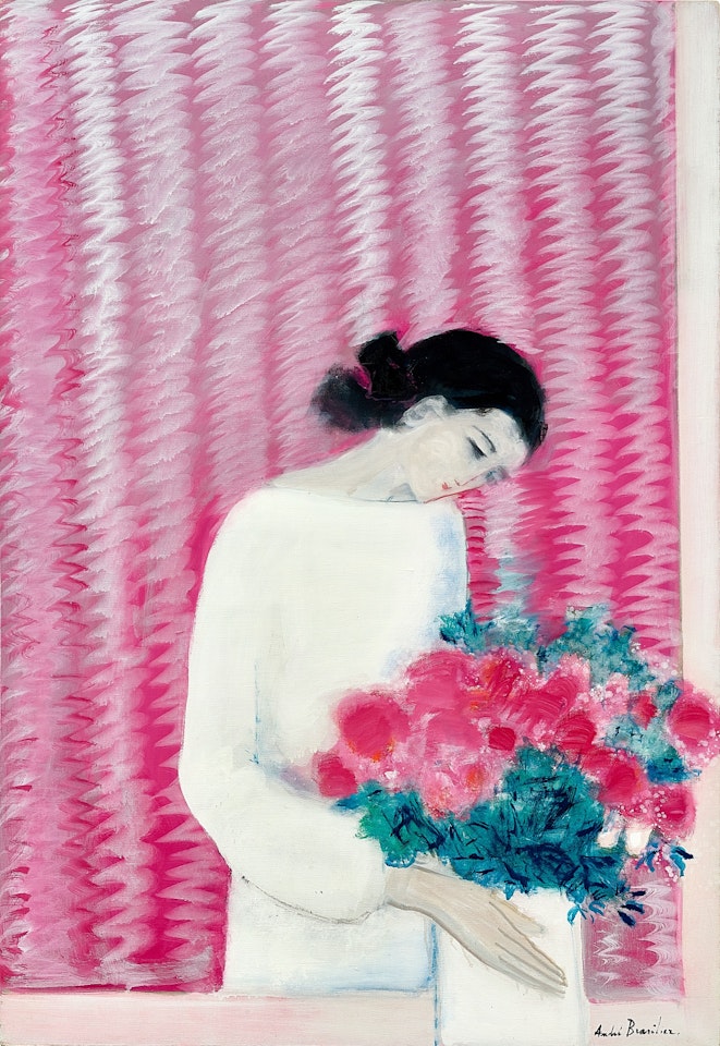 Chantal au bouquet rose by André Brasilier