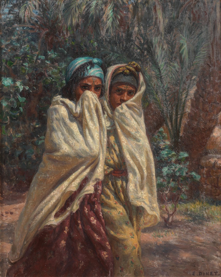 Jeunes filles revenant de la fête, claire de lune by Etienne Alphonse Dinet