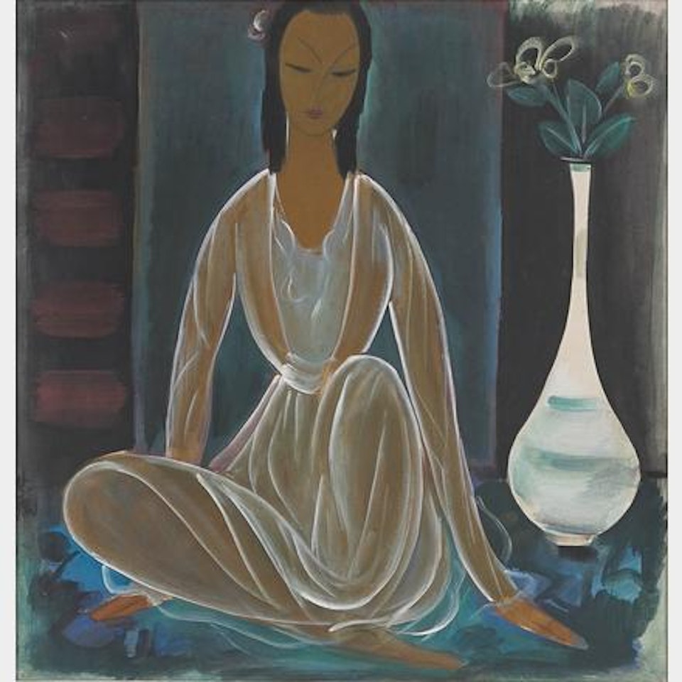 Lady with Vase by Lin Fengmian