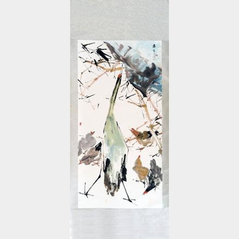 Egret and Chickens by Chen Wen Hsi