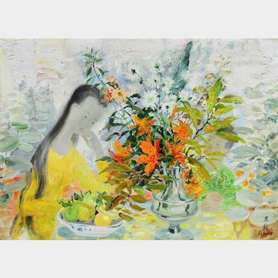Lady with Flowers by Le Pho