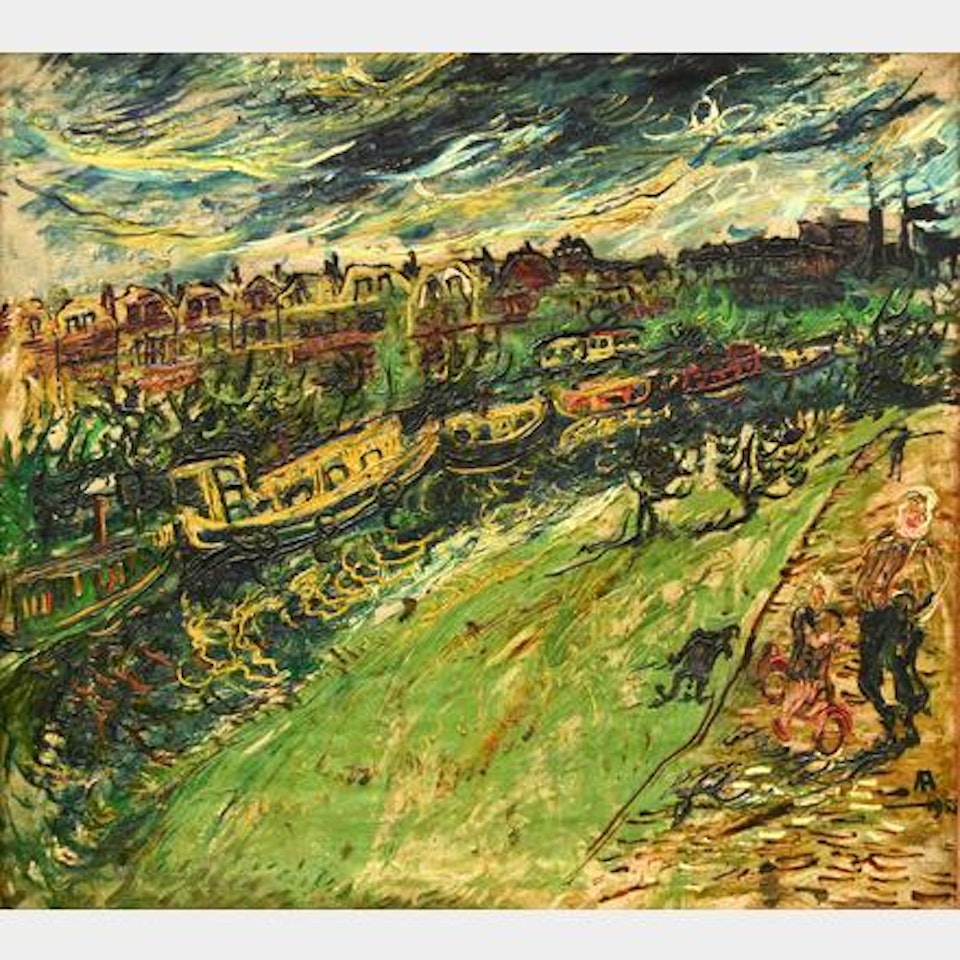 Barges on the river Po, Italy by Affandi
