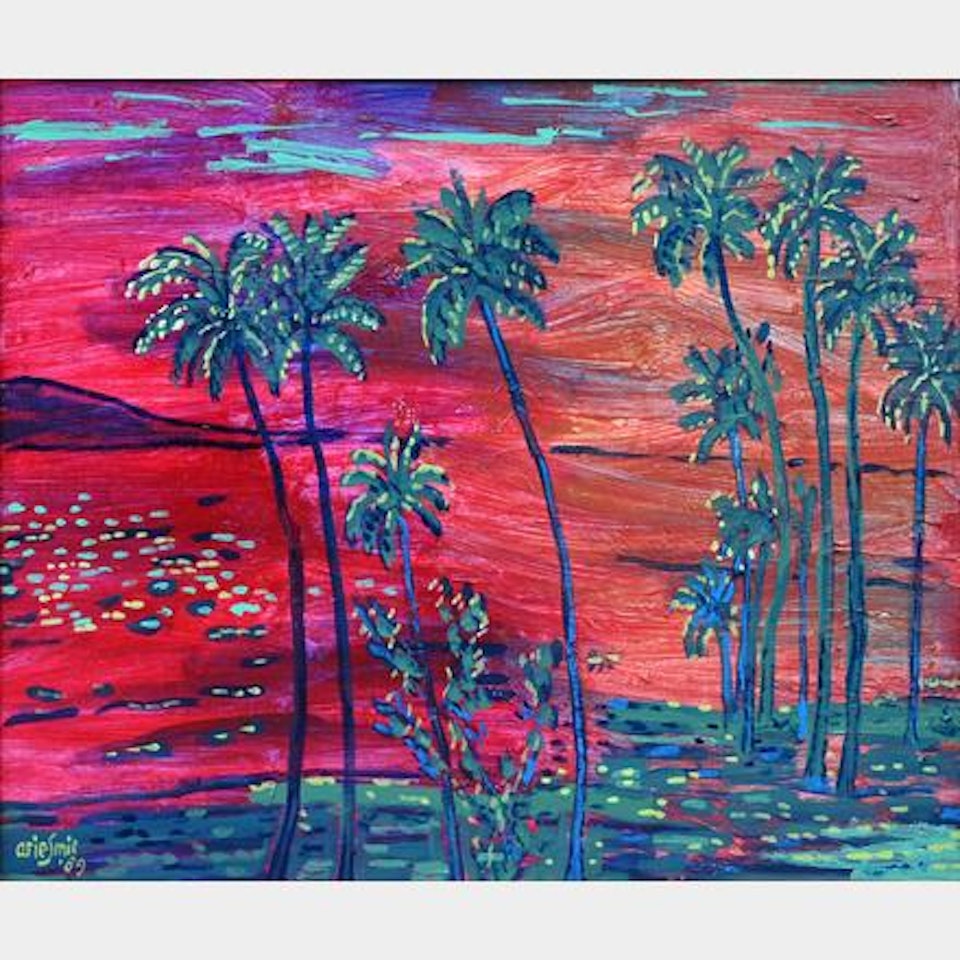 Coast Land, Coconut Trees and Sunset Sea by Arie Smit