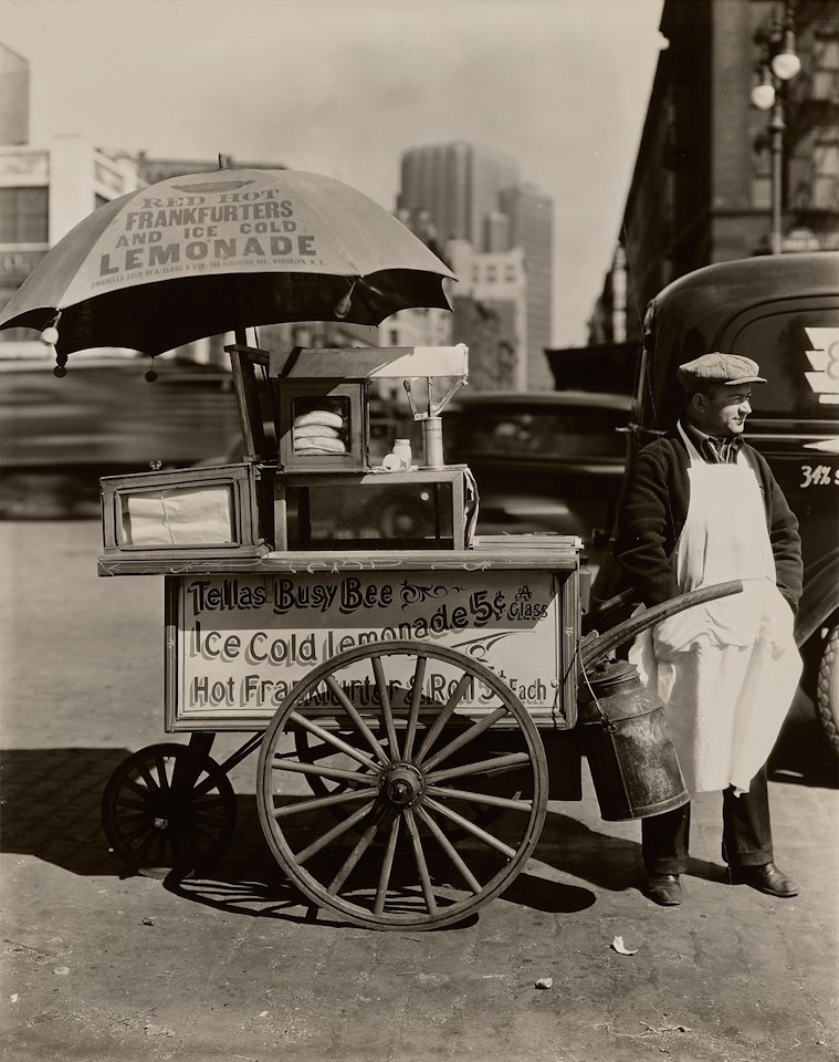 Hot Dog Stand, West and North Moore Streets, Manhattan by Berenice Abbott