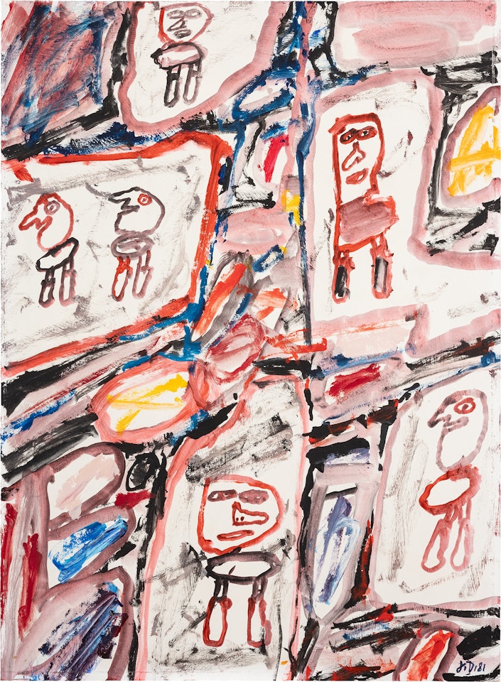 Site avec 6 personnages by Jean Dubuffet