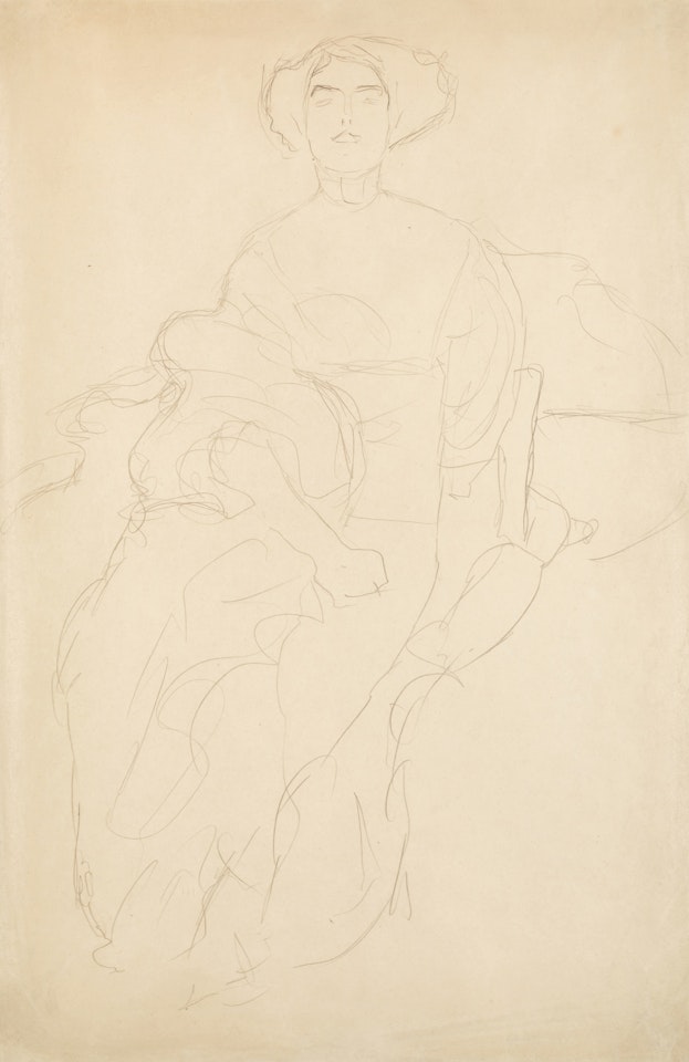 Sitzend von vorne (Seated from the front) by Gustav Klimt