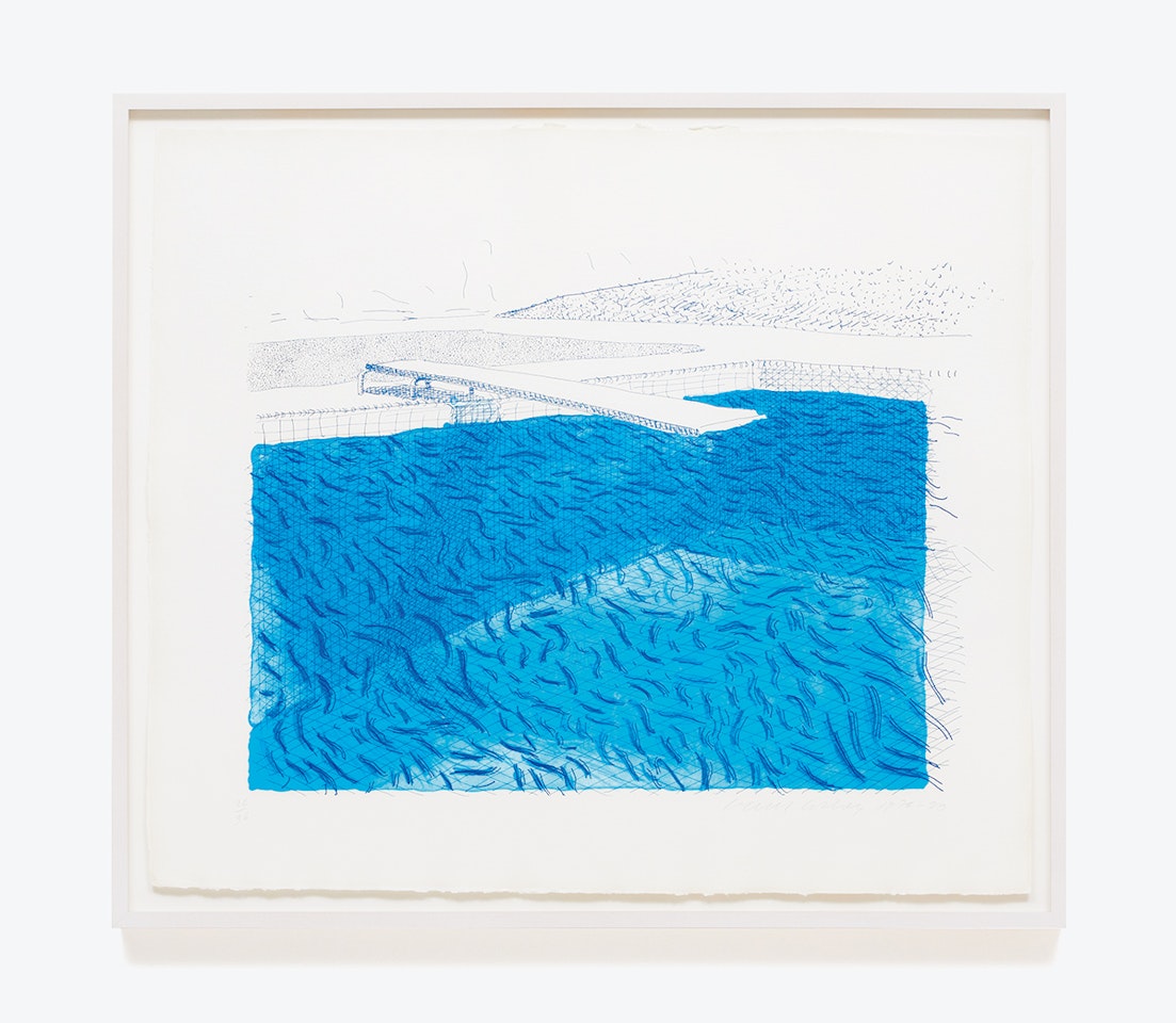 Lithographic Water Made of Lines, Crayon and Two Blue Washes Without Green Wash by David Hockney