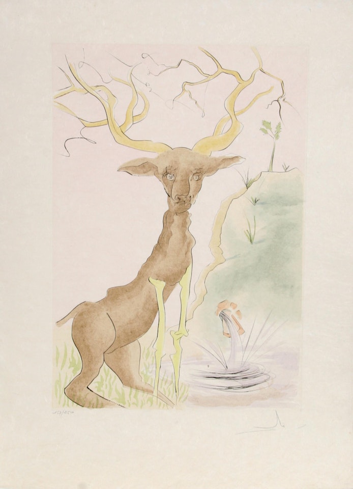 Le Cerf se voyant dans l"eau by Salvador Dali