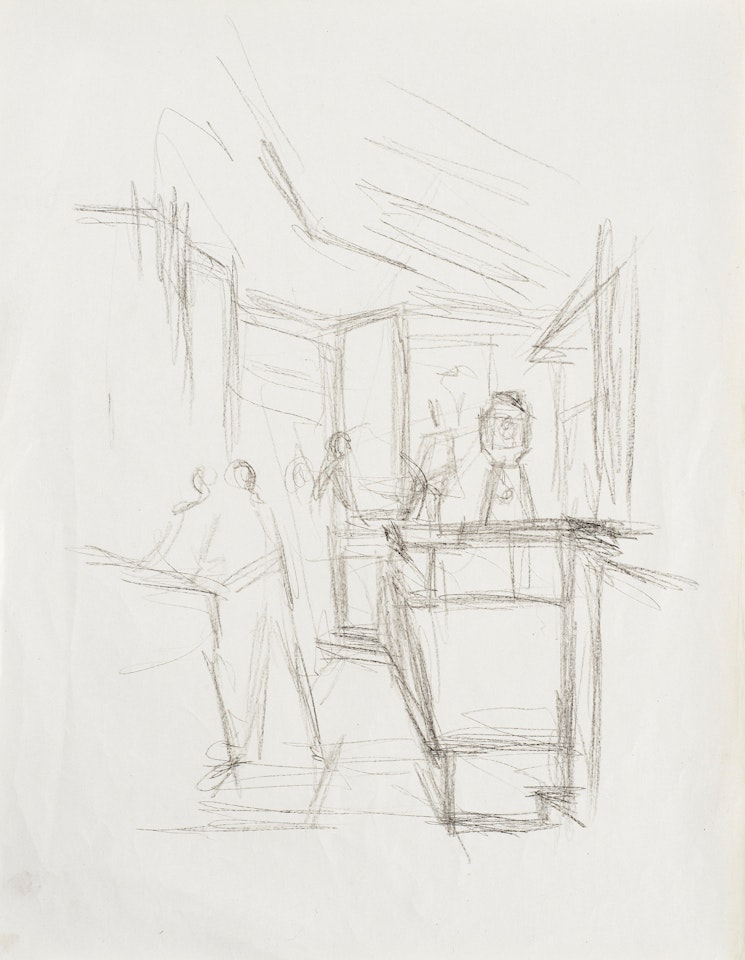 Le Comptoir du café-tabac Le Gaulois au carrefour Alésia by Alberto Giacometti