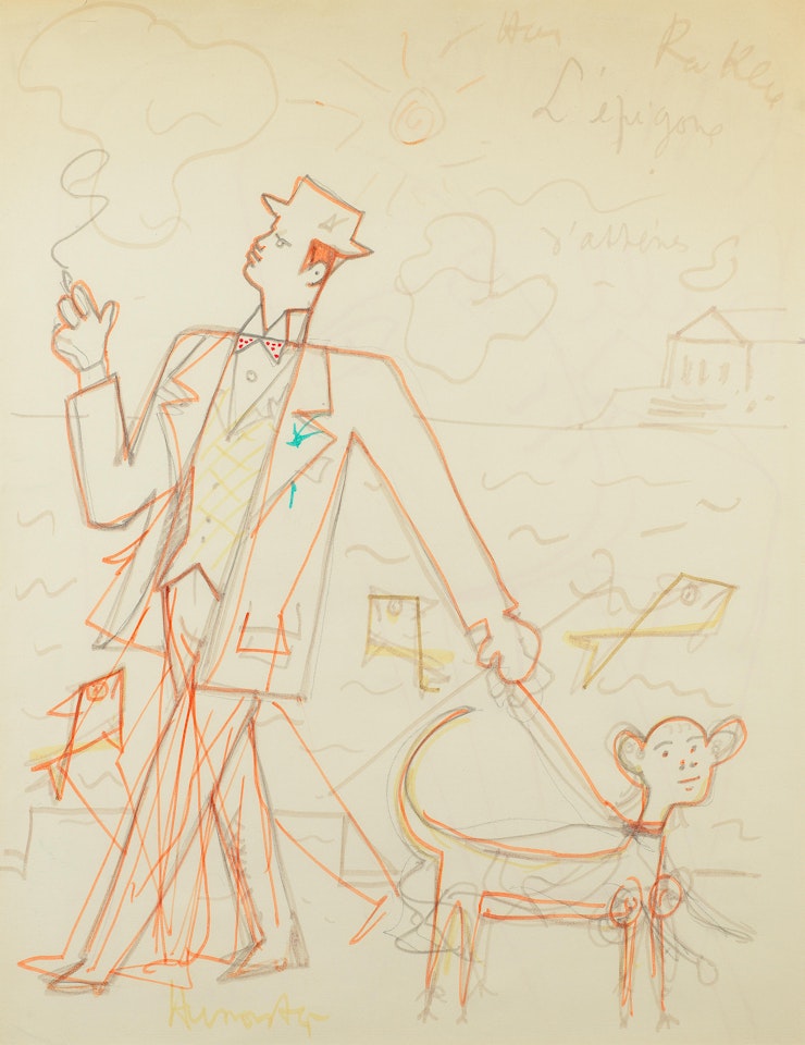 Étude pour 'Hommage à Paul Klee' (recto); Étude pour le portrait de Marie Bell (dans Phèdre) (verso) by Jean Cocteau