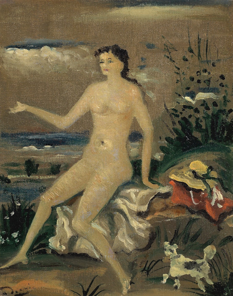 Nu au chien dans un paysage by Andre Derain