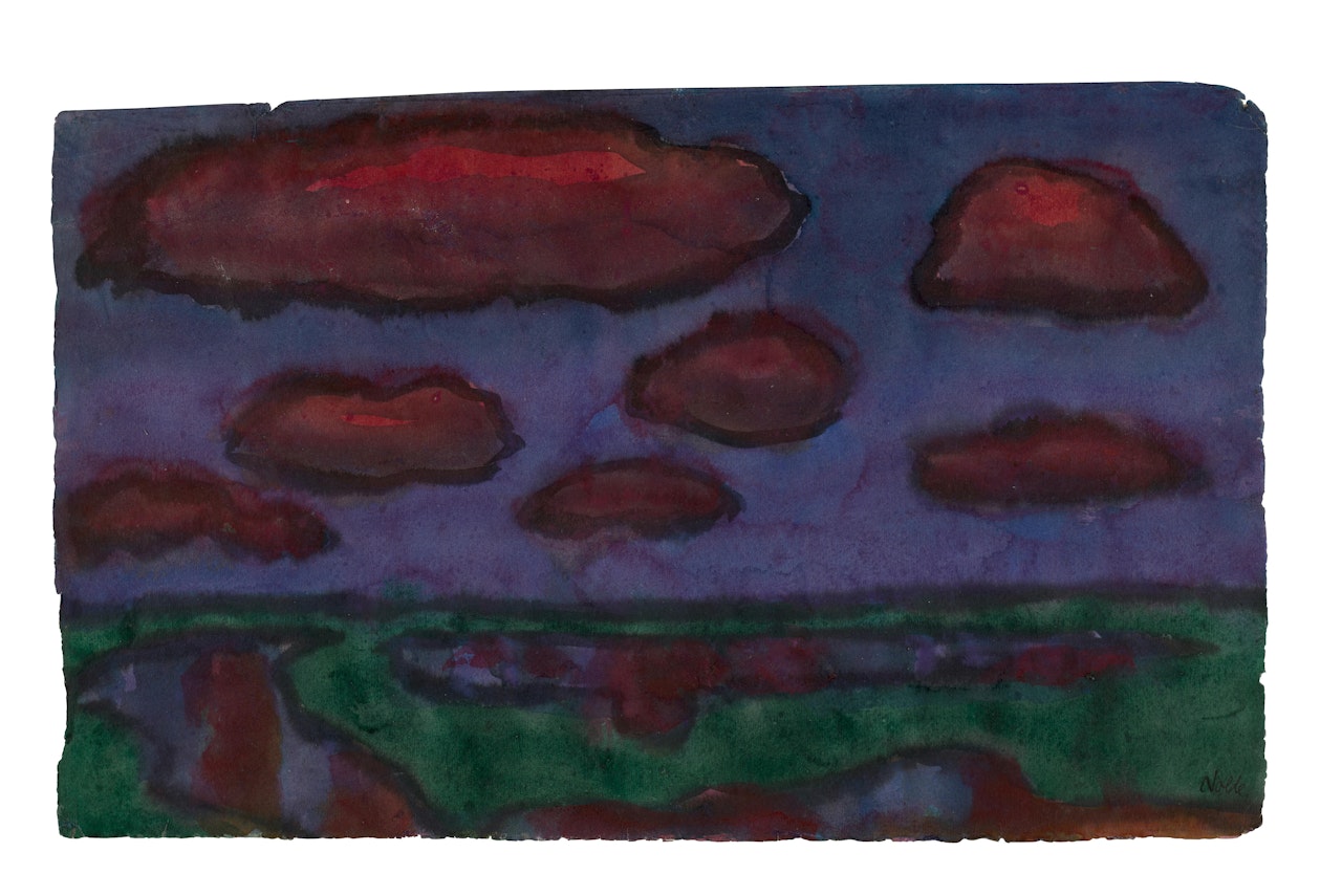 Marschlandshaft mit roten Wolken by Emil Nolde