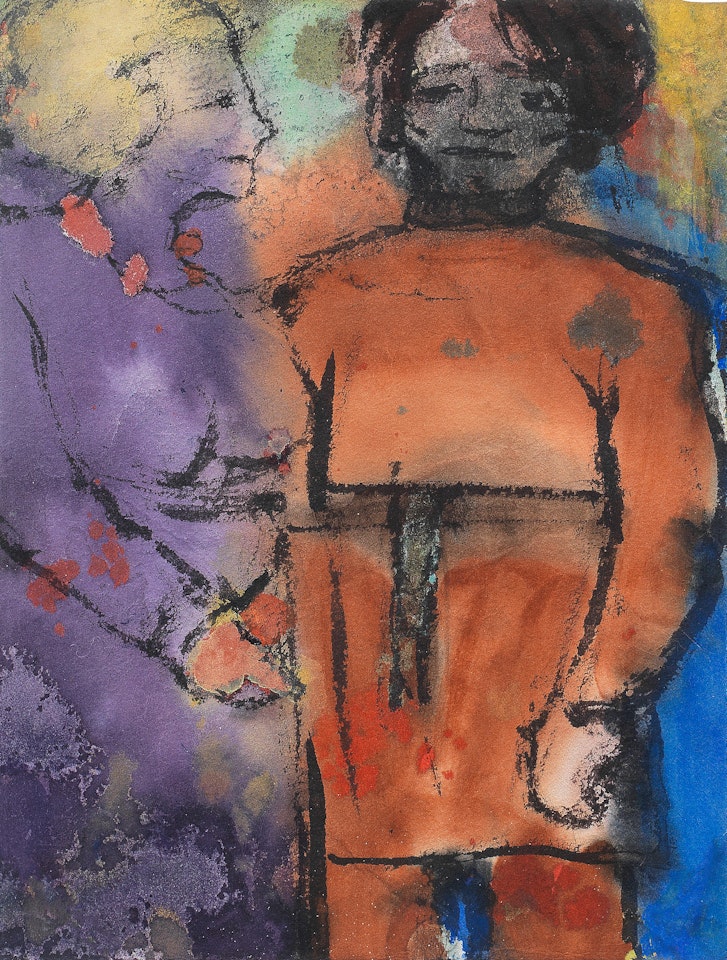 Blonde Frau und schwarzhaariger, in einen Kasak gekleideter Mann by Emil Nolde