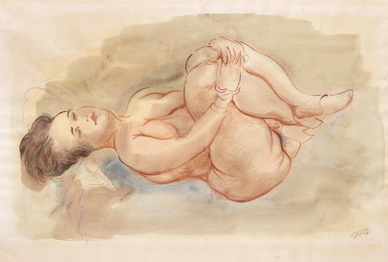 Reclining female nude by George Grosz