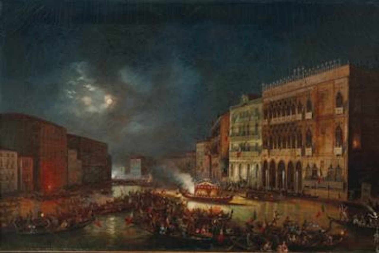 Venice, Feast on the Grand Canal with the Ca" d"Oro by Moonlight by Carlo Grubacs