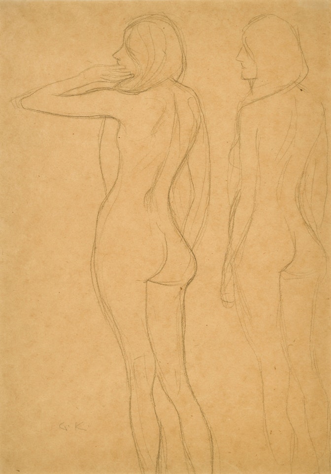 Zwei Studien eines weiblichen Rückenaktes (Two studies of the back of two female nudes) by Gustav Klimt