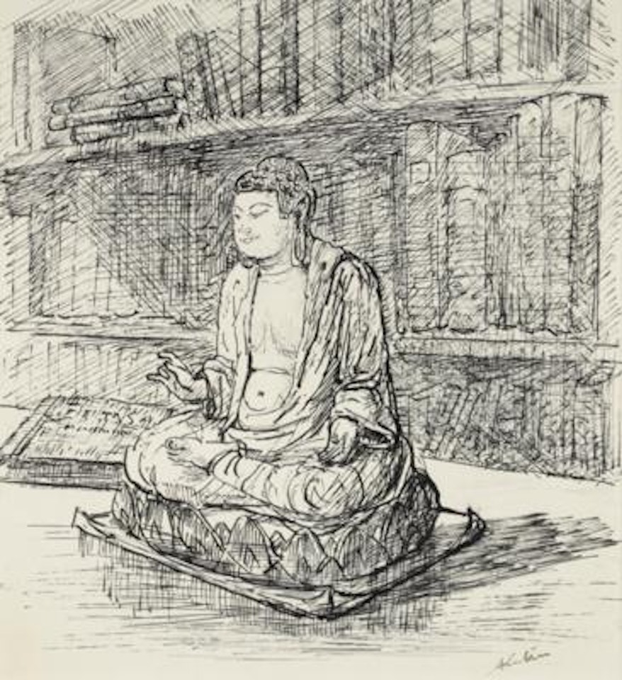 Ohne Titel (Stillleben mit Buddha) by Alfred Kubin