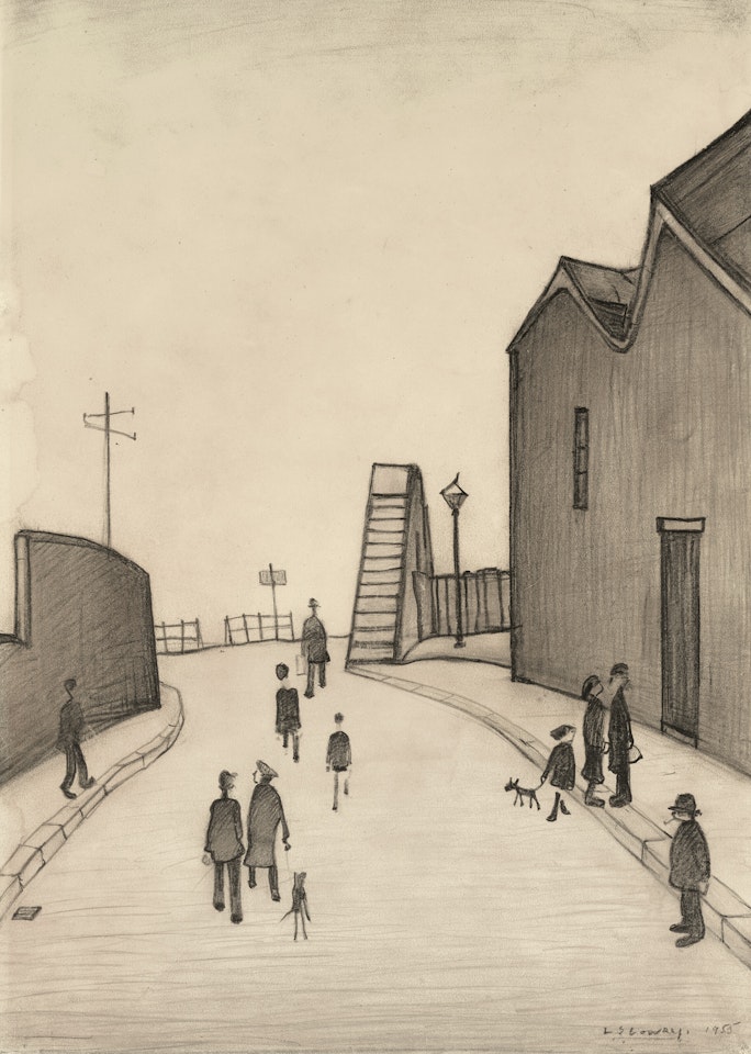 Footbridge at Droylsden by Laurence Stephen Lowry