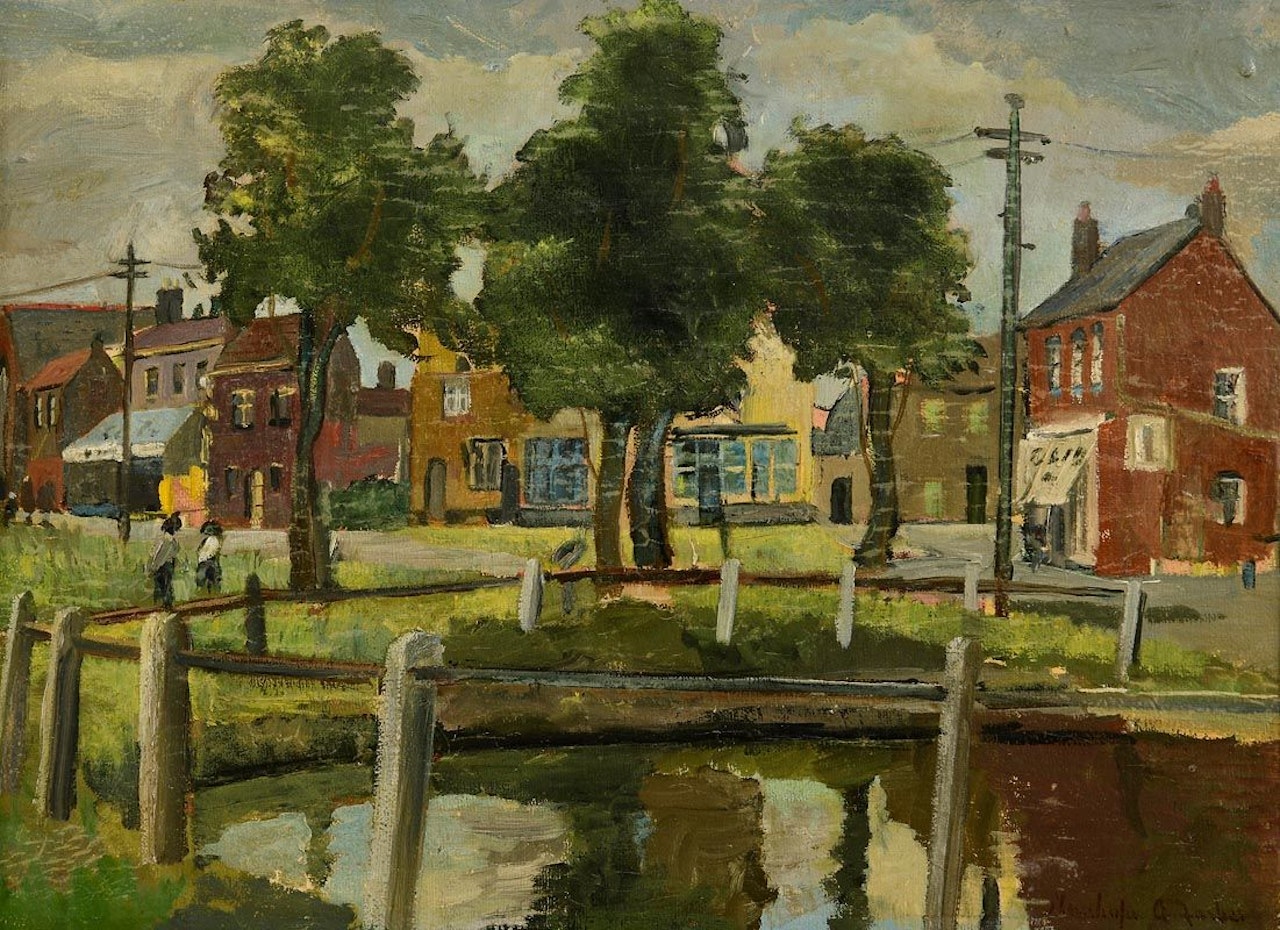 View from the Village Pond by Stanhope Alexander Forbes
