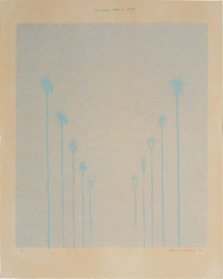 Ten Palm Trees in Mist (S.A.C. 131; M.C.A.T. 122) by David Hockney