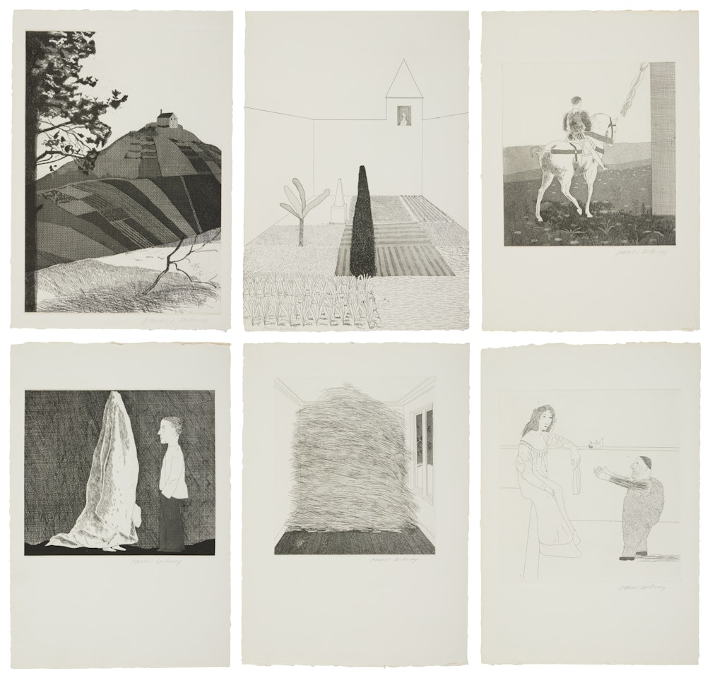 Illustrations for Six Fairy Tales from the Brothers Grimm (S. A. C. 70-108; M.C.A.T. 67-105) by David Hockney
