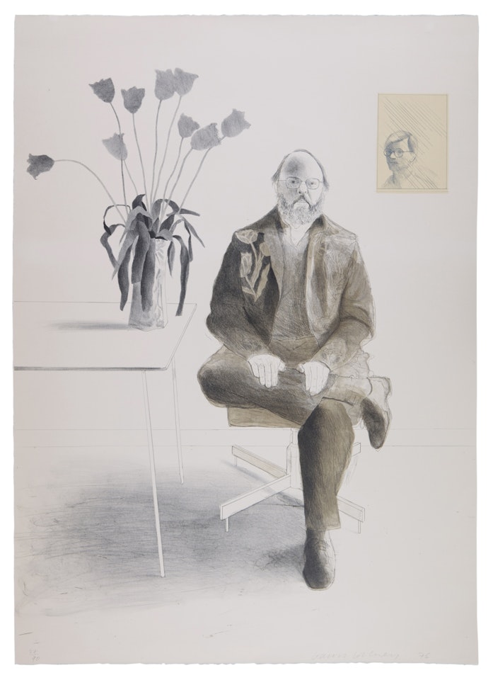 Henry Seated with Tulips (S.A.C. 187; M.C.A.T. 177) by David Hockney
