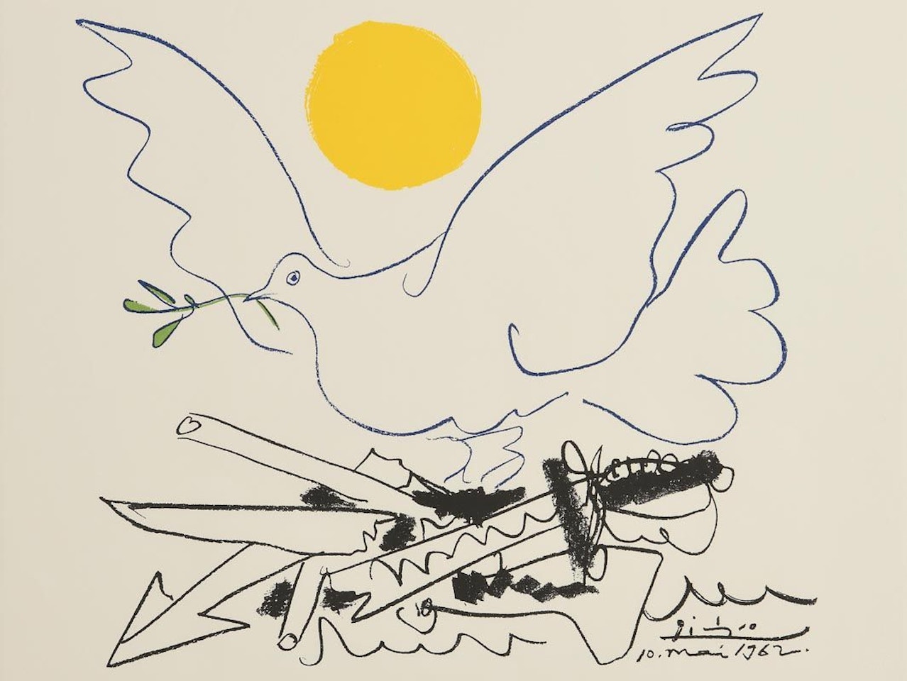 Blue Dove with Yellow Sun by Pablo Picasso