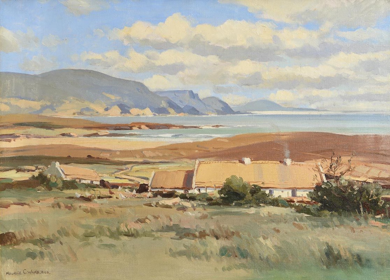 Cottages in Landscape, West of Ireland by Maurice Canning Wilks