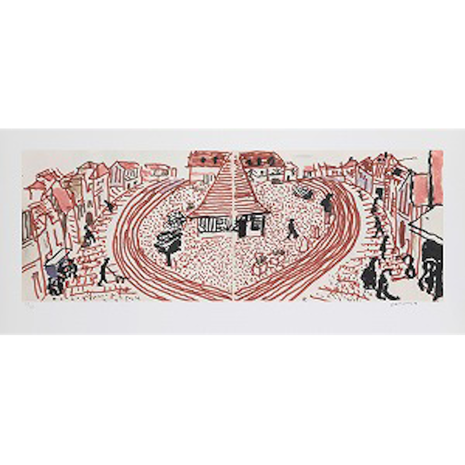 My Second Drawing of Beuvron-en-Auge by David Hockney