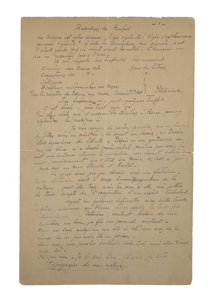 Racontars de Rapin. Manuscrit autographe signé, daté "Septembre . Atuana". by Paul Gauguin