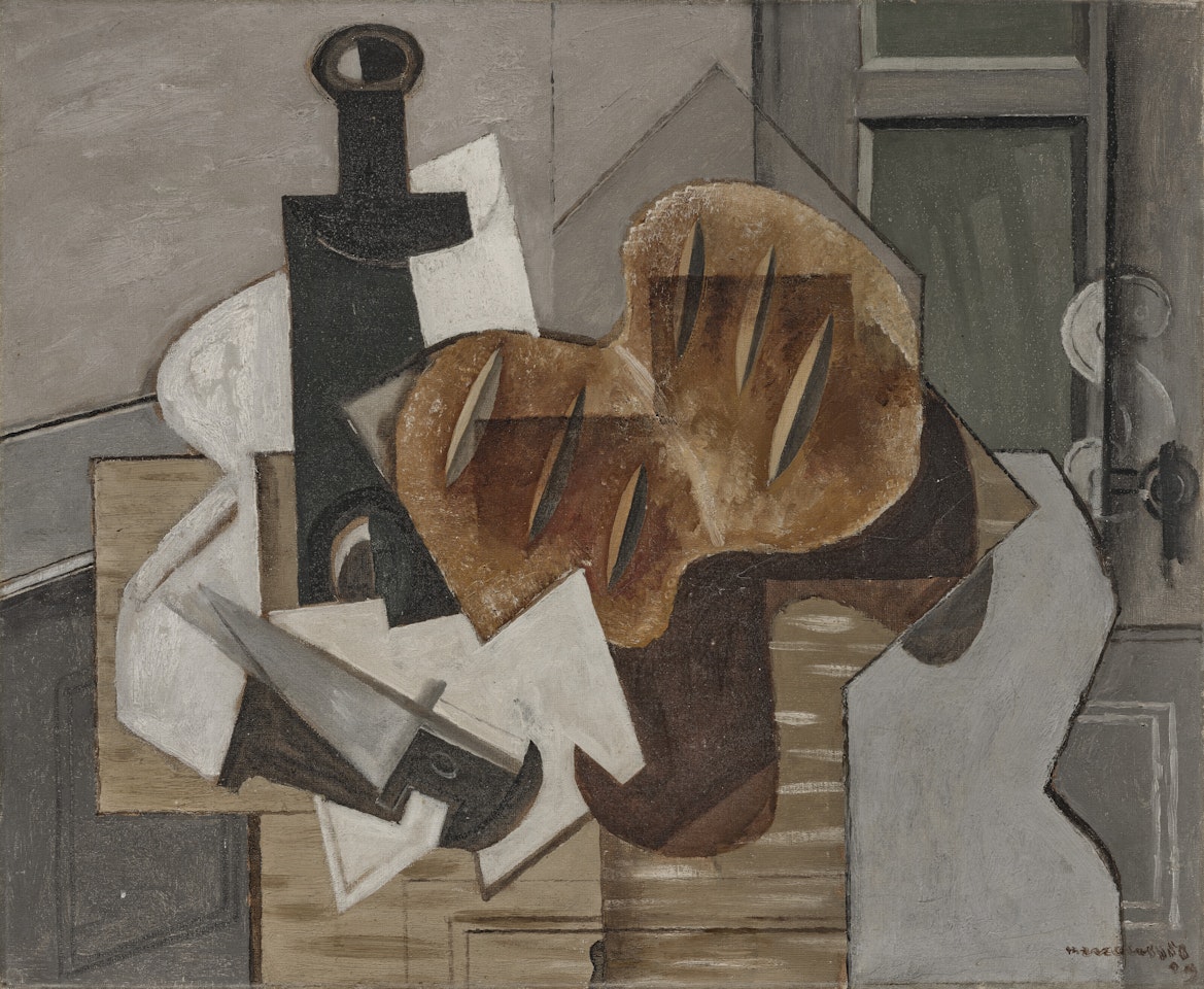 Couteau, bouteille et pain breton by Louis Marcoussis