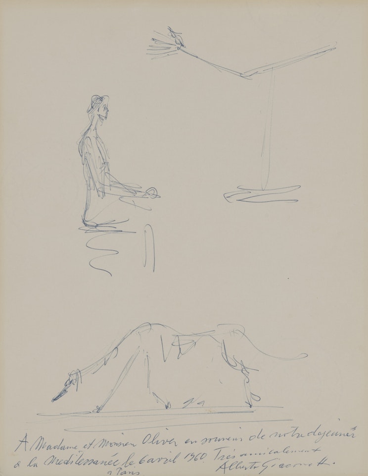 La Main, Femme assise de profil et Le chien by Alberto Giacometti