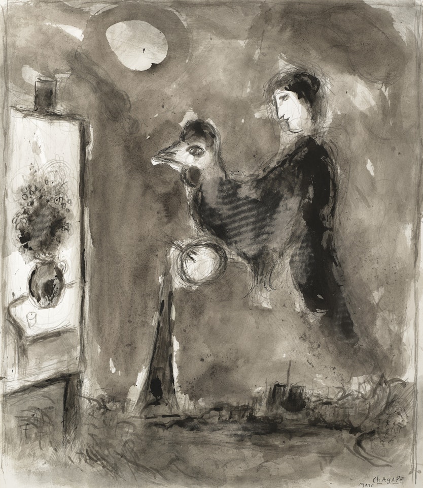 Peintre au-dessus de Paris by Marc Chagall