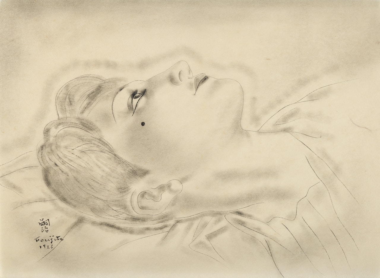 Portrait de Youki, allongée by Leonard Tsuguharu Foujita