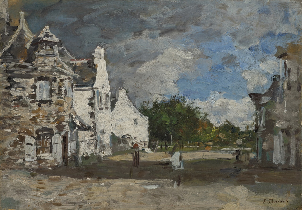Le Faou, un coin du village by Eugène Boudin