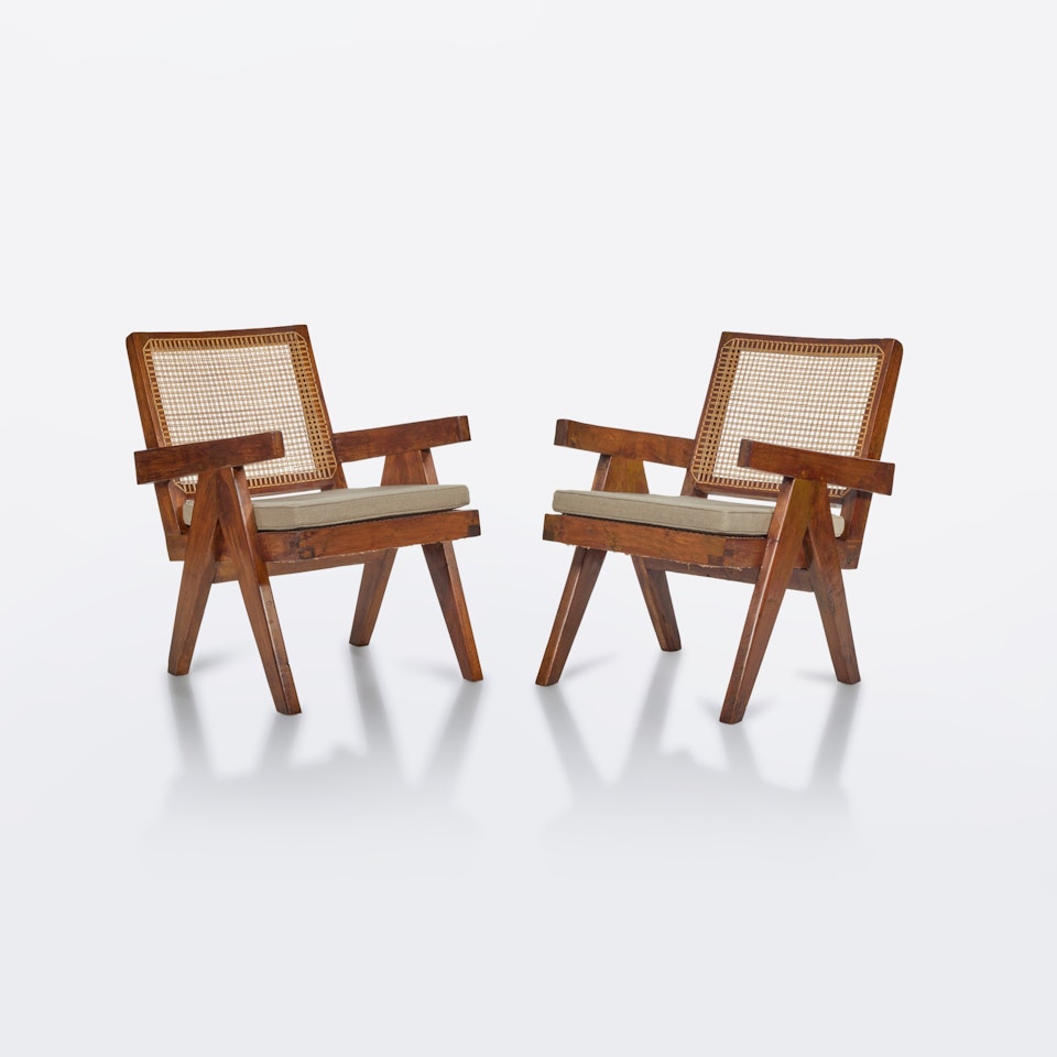 Pair of Easy Armchairs by Pierre Jeanneret