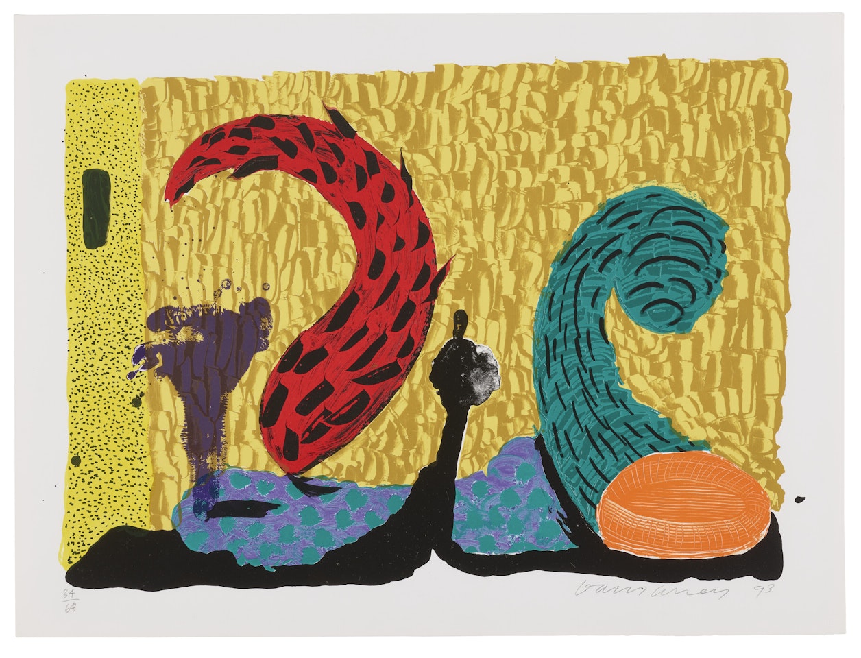Pushing Up, from Some More New Prints by David Hockney