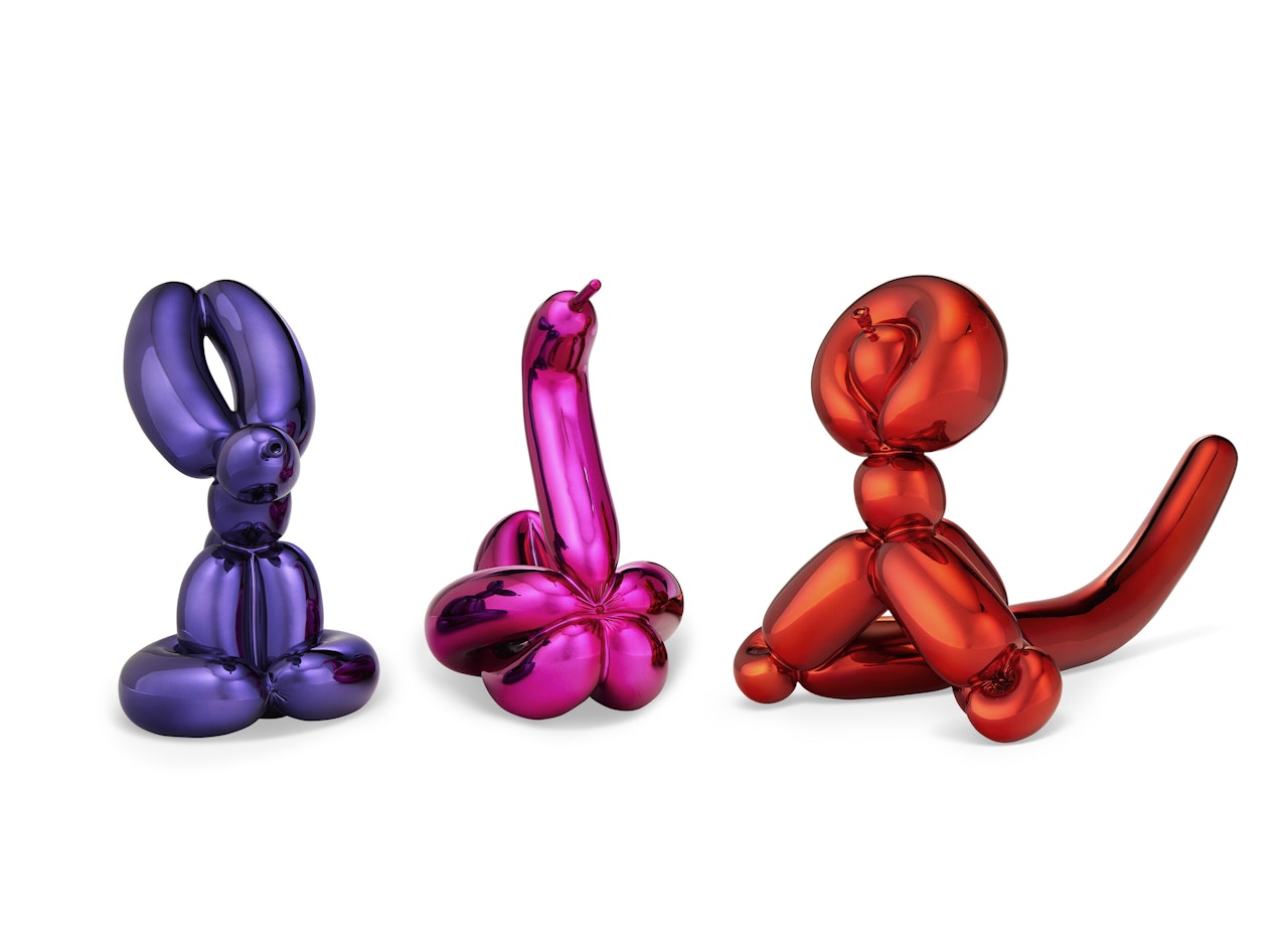 Balloon Swan (Magenta), Balloon Monkey (Orange) and Balloon Rabbit (Violet) by Jeff Koons