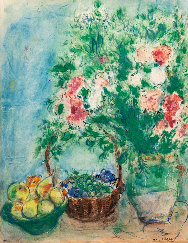 Fleurs, poires et raisins by Marc Chagall