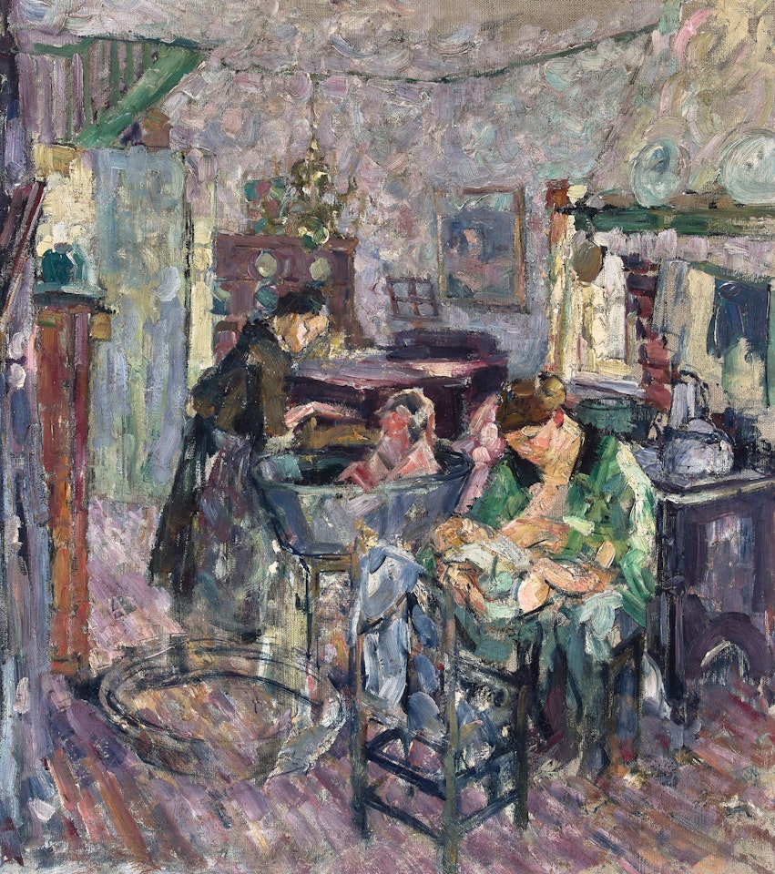 Interior with Woman and Children by Joseph Raphael